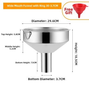 Extra Large Funnel Stainless Steel Industrial Funnel Wine Retainer Large Diameter Commercial Filling Feeding Hopper plus Fuel Funnel Large