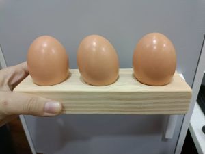 1 set - 3 wooden egg with egg holder toy/ easter decoration
