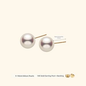 Helas | 14K Gold Satin Finish Womens Pearl Earrings