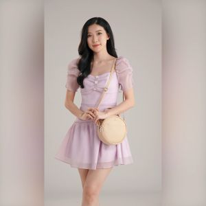 Túi Yuumy (Thời trang nữ dáng tròn phối ngăn size 18 - Túi đeo chéo da Seasand YN261)