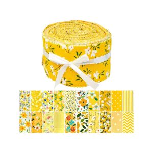 40 Precut Strip Jelly Rolls Fabric Strips for Quilting Clearance 20 Assorted Yellow Floral Prints Quilting Fabric