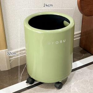 Rolling Caster Waste Bin Home Use Luxury High Value Living Room Bedroom Plastic Long Tub Shape 12L Capacity Family Cleaning Tool