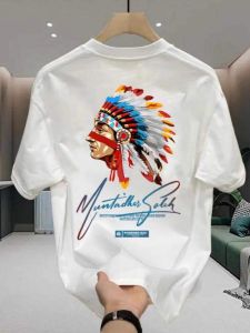 Áo Thun Nam Tay Ngắn Mùa Hè 2024 in Họa Tiết Người Mỹ Cổ Tròn Cotton Phong Cách Mỹ Thời Trang Thường Ngày