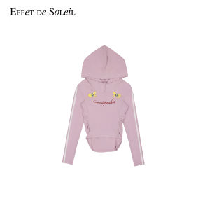 Sports Pleated Hooded Long Sleeve T-shirt Women