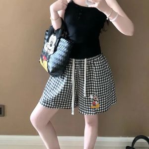 Casual Loose Shorts Women Summer Thin Breathable Walking Pants Home Sleepwear Cute Sweet Cool Korean Style High Waist Straight Leg