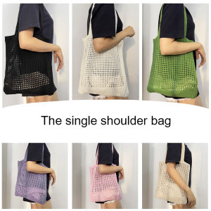 MOJOYCE ผู้หญิงกลวงถักกระเป๋าสะพายที่เรียบง่ายโครเชต์นักช้อปกระเป๋าถือยอดจับ