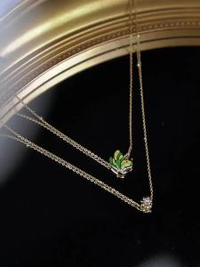 Green Floral Series Freshwater Pearl Necklace 3-3.5mm Round