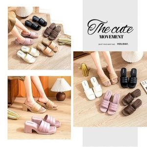 QJshop Sale รองเท้าส้นสูง สำหรับผู้หญิง ดีไซน์สวย สีเรียบง่าย สบาย แมทช์เป็นไปได้ง่าย ใส่ทำงานก็เริ่ดสุด