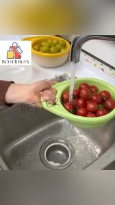 BETTER BUYS 1pcs One-handed Portable Drain Basket Double-layer Household Multifunctional High-value Fruit And Vegetable Washing Basin Basket