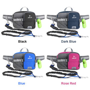 Welcomehome Retractable Hands Free Dog Leash with Waist Bag Reflective Stitches Fanny Pack for Running Walking Hiking Jogging Biking