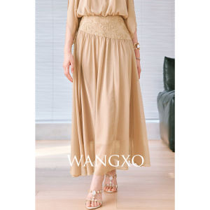 WANGXO | Đầm Nghỉ Dưỡng Voan Thêu Cổ V Dây Đeo