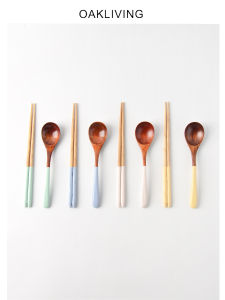 Bộ Thìa Đũa Dài Tay Cầm Bằng Gỗ Thực Phẩm Oakliving Phong Cách Nhật Bản Bộ Đồ Ăn Bằng Gỗ Dùng Hàng Ngày Quà Tặng Cho Mọi Người