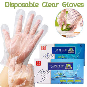 100/200Pcs Plastic Disposable Clear Gloves Food Dealing Cooking Cleaning Kitchen Restaurant BBQ Accessory