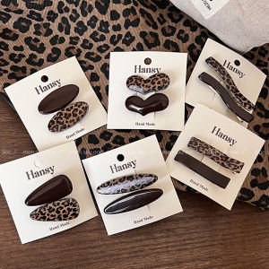 Café Brown Leopard Print Hair Clips Side Bangs Duckbill Womens Fashion Hair Accessories Hairpins Stylish Hair Decorations