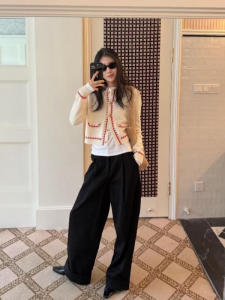 VKSOD | Contrast Color Design Elegant Knitted Sweater Women Trousers Set
