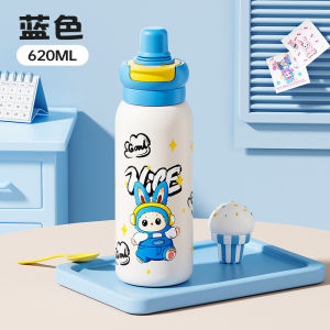 New Cute Large Capacity Cartoon Thermal Cup Womens High Aesthetic Value Portable Straw Sports Outdoor Travel Insulated Mug