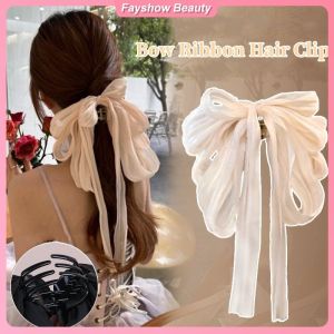 Big Bow Long Ribbon Hair Clip Fairy Elegant Hair Clamp Hign-End Hair Claw Clip For Women Girl Hair Accessories