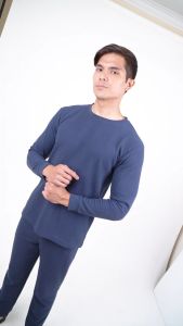 Forest Waffle Knit Crew Neck Long Sleeve T Shirt Men | T Shirt Lelaki Lengan Panjang - 23831