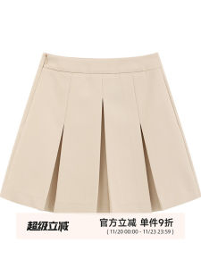 Classic Two-Piece Suit And Skirt Set High Waist Pleated Mini Dress Casual Two-Button Shoulder Design City Commute Polyester Blend