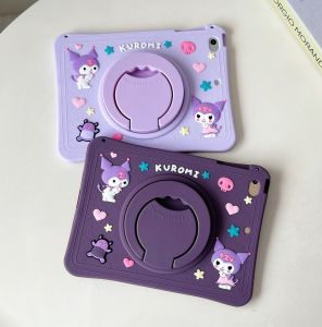 【Hot】Portable Kuromi Silicone+PC Tablet Protective Case with Holder and Pen Slot Suitable For iPad mini 1/2/3/4/5/65/6/Air1/2/Pro7/8/9/10/A16Air3/ProAir4/Air51/2/3/4Air M2/M3Pro M4 Series
