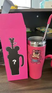 【READY STOCK】850ML/1200ML Tumbler stainles teel sus 316 bottle air stainlees teel Cartoons Cute Vacuum thermos cup 保温吸管杯