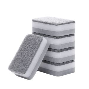 5/30PCS Home Double-sided Sponge Wipe Gray Dirt-resistant Scouring Pad Kitchen Stain Sponge Wipe Professional Cleaning Supplies