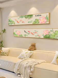 ภาพวาดตกแต่งห้องรับแขก สไตล์จีนใหม่ ปูนปลากระเบือ ภาพวาดเรียงแนวตั้ง กาวติดผนัง รูปปั้นโลหะ ไม่มีแบรนด์ ภาพพิมพ์บนผ้าฝ้าย