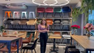 เก้าอี้กินข้าว เก้าอี้หนังสไตล์วินทจ ขาเหล็ก เก้าอี้คาเฟ่ เก้าอี้ทานอาหาร เก้าอี้ทำงาน BANGKOKCHAIR CPU-402