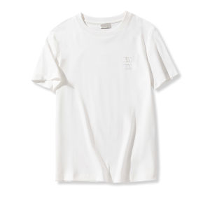 Summer 2025 Street Style Pure Cotton Short Sleeve T-Shirt Womens Slim Fit Solid Color Patchwork Letter Design Casual Top