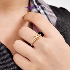MEILYN Cincin Aksesoris Kasual Ella Wave Lapis Emas All Series