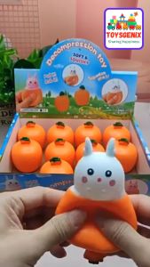 ToysgeniX Gift For Kids Pop Up Bunny Stress Reliever Fidget Toys Squishy Carrot Rabbit Cute Decompression Squeeze Toy