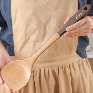 ZHENMIAO | Nonstick Pan Use Beech Wood Long Handle Cooking Spatula