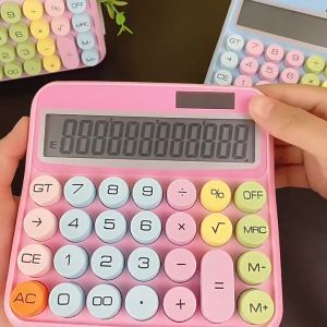 เครื่องคิดเลขพลังงานแสง 12 หลัก พกพาสะดวก สีสันสดใส ใช้ถ่าน AAA