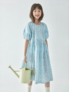 KECHU | Fresh Blue Floral Puffy Summer Dress