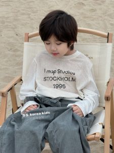 Spring New Long Sleeve Childrens Base Shirt Girls Cotton T-shirt Korean Style Kids Bottom Shirt SS High-End Childrens Wear