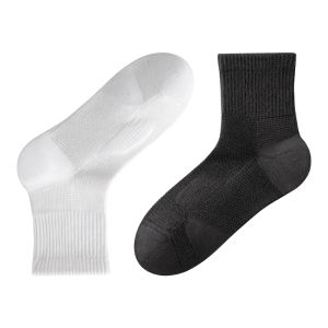 B&C.Room | Mens Sport Socks Anti-Bacterial Anti-Odor Absorbent No-Cuff Long Tube Thin Style Summer Cotton Polyester Blend Socks Black White