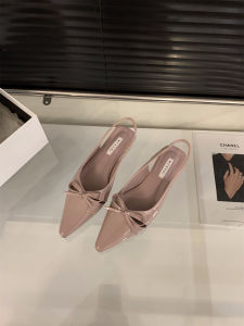 Christy Kathy French Style Knot Toe Wrap Sandals Womens 2025 New Summer Pointed Toe Flat Heel Naked Color Butterfly Knot