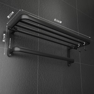 Bathroom Aluminum Alloy Wall Mounted Storage Rack Multi-layer Toilet Space Aluminum Towel Bar Solid Surface No-drilling Needed