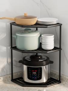 Kitchen Storage Rack Pot Holder under Sink Cabinet Countertop Corner Shelf Multi-Functional Metal Home Use Organizer