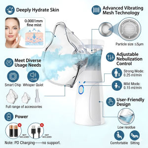 Portable Handheld Mesh Nebulizer Silent Inhaler Nebuliser for Adults Kids Dry Battery Type