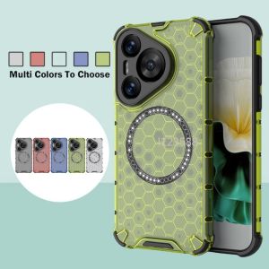 Casing For Samsung Galaxy S24 S23 Ultra Plus FE 5G 2024 SamsungS24 S24Ultra S23Ultra S24Plus S23FE Transparent TPU Magnetic Wireless Charge Honeycomb Phone case Shockproof Armor