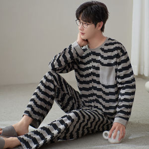 miiow | Pure Cotton Sleepwear Set Long Sleeve Ladies Style Home Clothes Couple Matching Spring Autumn Collection Comfortable Breathable