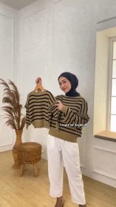 Koyu Hijab Stripe Baju Couple Ibu & Anak