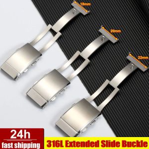 316L Solid Stainless Steel Watch Clasp Extendable Clasp Adjustable Folding WatchBuckle Premium Metal Slide Buckle 18mm 20mm 22mm