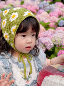 Rural Style Flower Printed Childrens Triangle Scarf