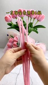100pcs Colorful Dense fuzzy wire flower stem chenille flower Children Handmade DIY Macaron Toy