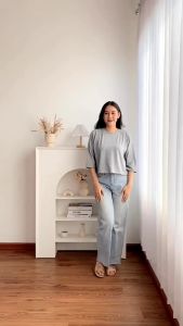 Kaos Crop Oversized Lengan 3/4 Grandma Tshirt Cewek Lengan 3/4 Atasan Model Korea I Love Me