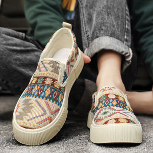 Beijing Mens Canvas Shoes Summer Breathable Thin Slip-On Printed Soft Bottom Casual Sports Socks Fashionable Youth Trend