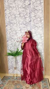 Gamis Cristal Yasmin Mix Bordir Depan Full Bawah / Gamis Busui Jumbo / Gamis Pesta Kekinian / Dress Terbaru