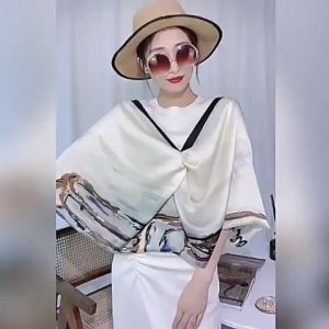 Fashion Imitation Silk Satin Scarf Printed Floral Shawl Women Lightweight Scarves Beach Travel Outdoor Sunscreen Hijab 180*85cm